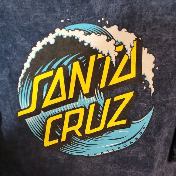 Santa Cruz Mens Large Skateboard Classic Blue Stonewash Tee Shirt - Picture 9 of 9